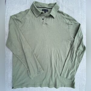 Banana Republic Men’s Long Sleeve Cotton Polo Shirt XL Olive Green EUC